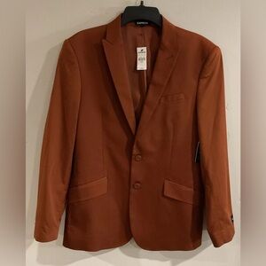 EXPRESS BROWN MENS COTTON BLEND EXTRA SLIM SUIT JACKET STRETCH SZ 38 S NWT